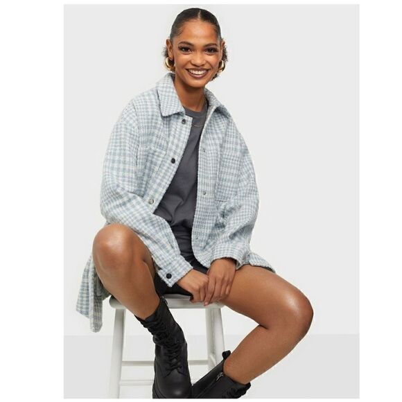 Viceyla pale blue plaid L/S Shacket - Picture 1 of 11